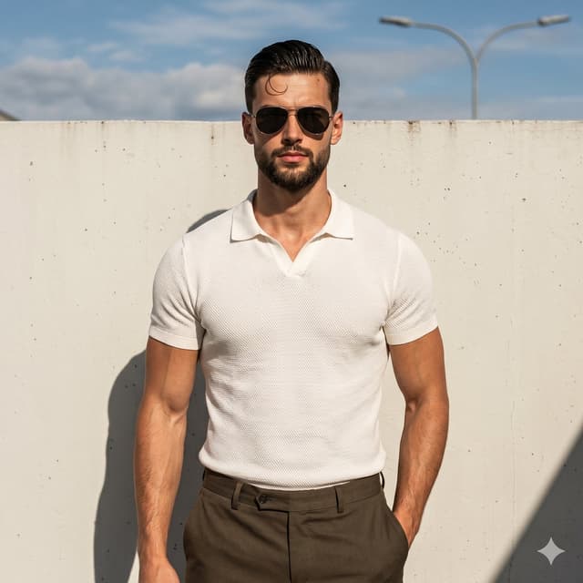 Social Media Post - Muscular Man Resort Fashion Portrait — output