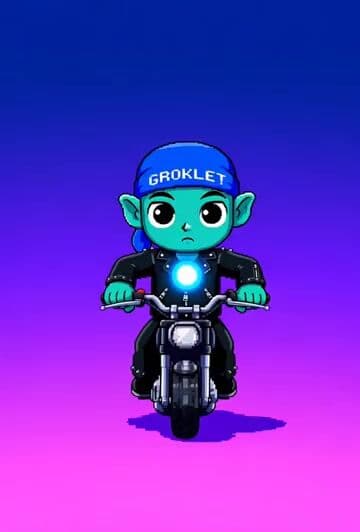 Pixel Art Groklet Riding Solo Prompt — cover
