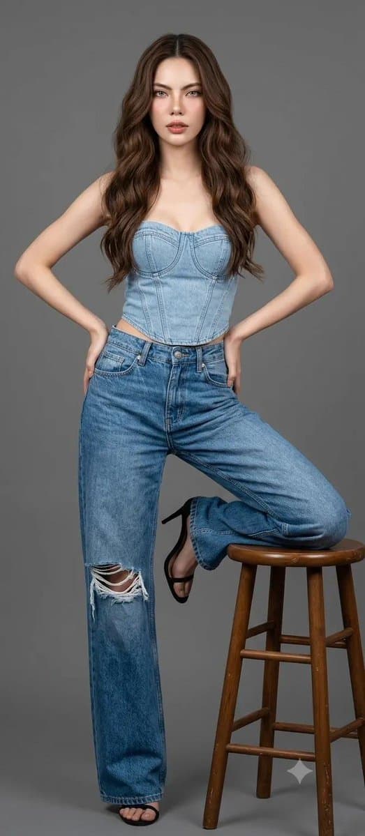E-commerce Main Image - Casual Denim Studio Portrait — output