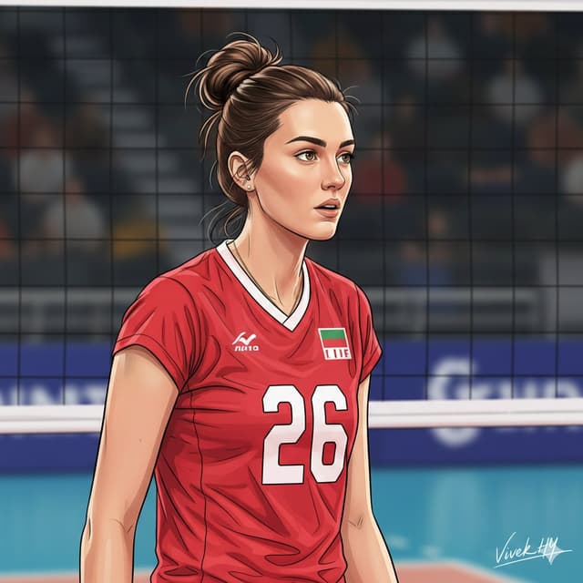 Clean Doodle Portrait of a Female Volleyball Athlete — output