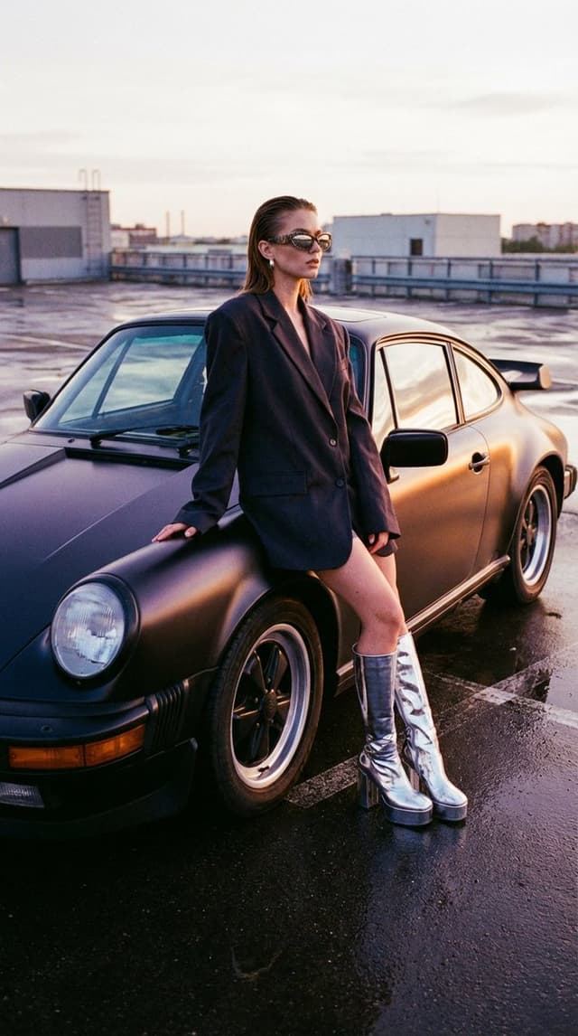 Avant-Garde Streetwear and Vintage Auto Prompt — output