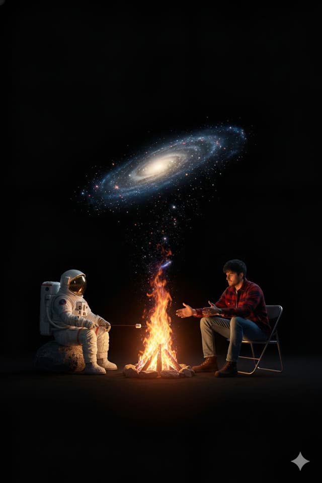YouTube Thumbnail - Surreal Campfire in Cosmic Void — output