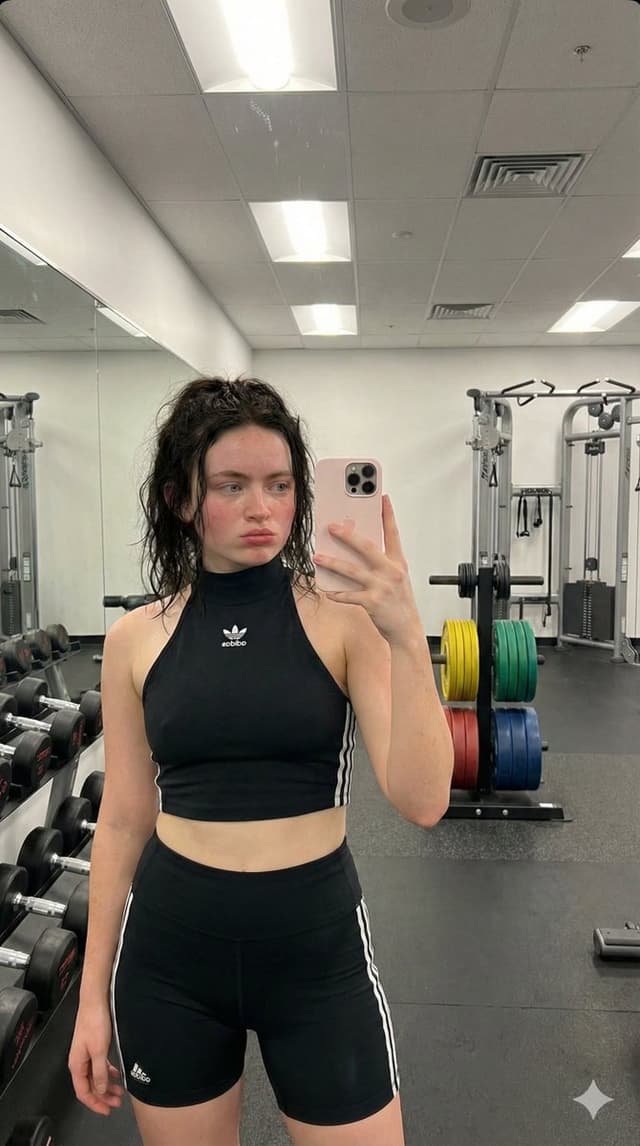 Social Media Post - Photorealistic Gym Mirror Selfie of Sadie Sink — output