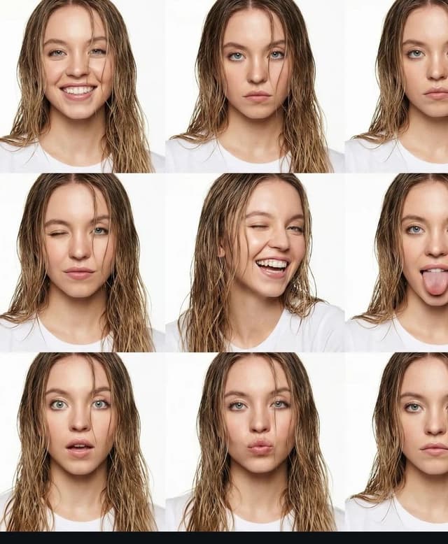 3x3 High-Fashion Wet Hair Editorial Grid with Identity Lock — output