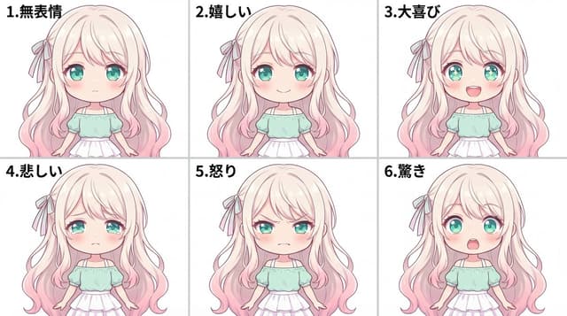 Game Asset - Character Expression Sheet Generation (Anime Style) — output