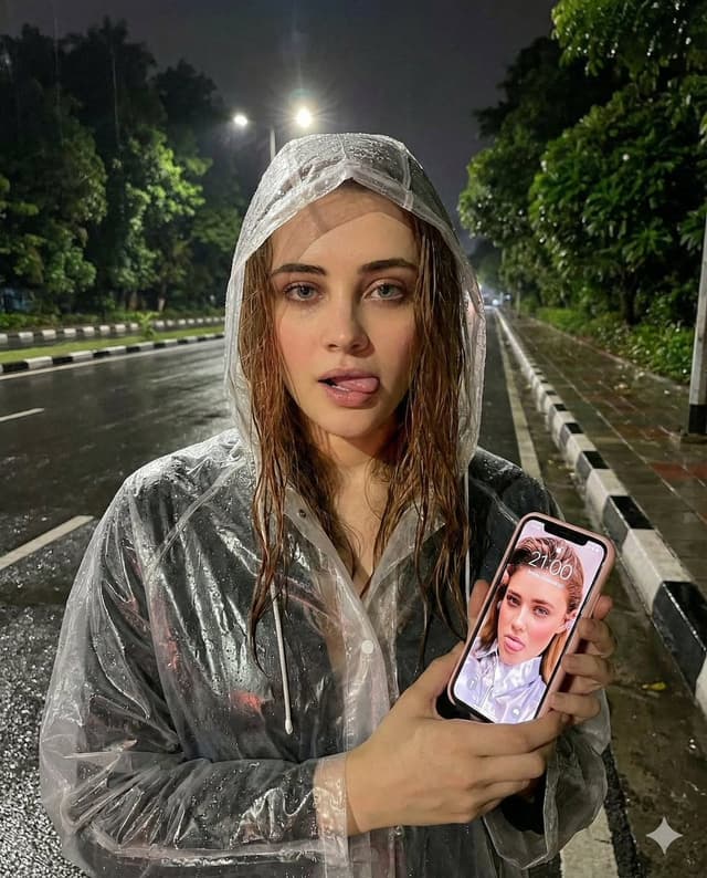 Nighttime Rain Selfie with iPhone Reflection — output