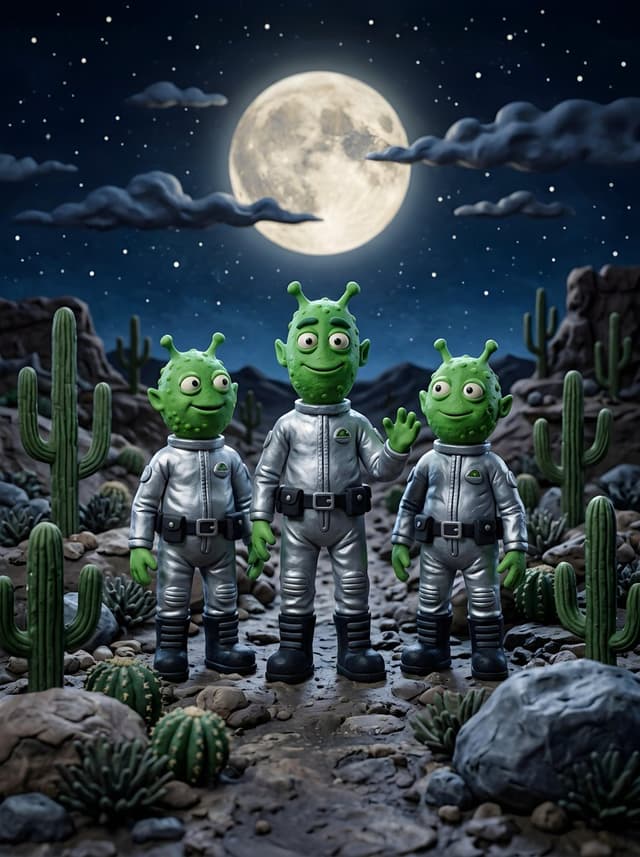 Comic / Storyboard - Claymation Aliens Desert Landscape — output