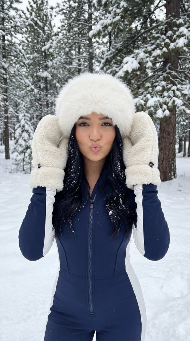 Product Marketing - Winter Sport Lifestyle Portrait with Fur Hat and Pout — output