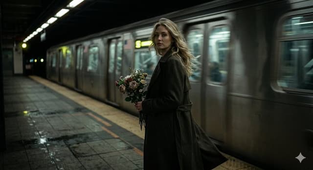 Poster / Flyer - Cinematic Night Scene on Subway Platform — output