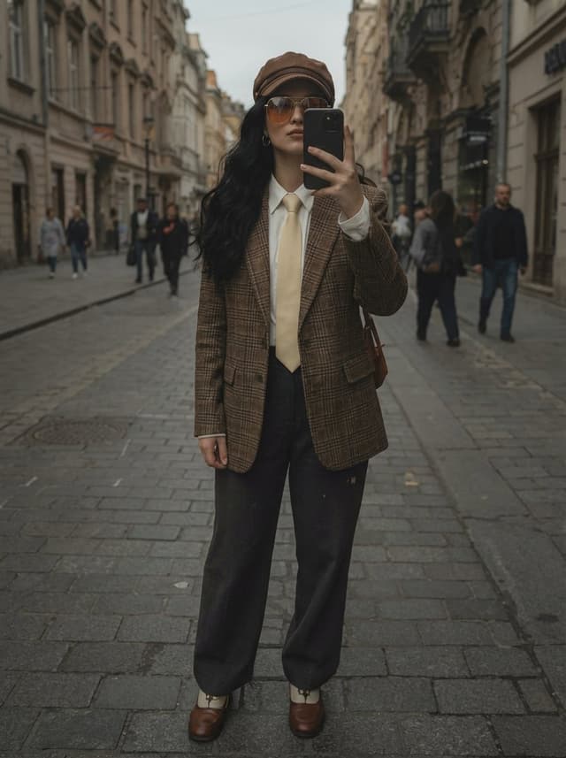 European Street Fashion Mirror Selfie Prompt — output