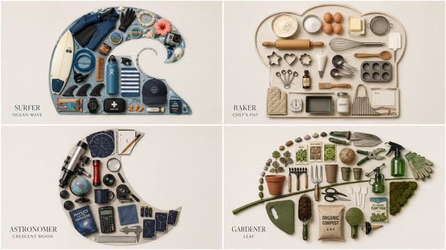 E-commerce Main Image - Themed Knolling Flat-Lay Grid — output