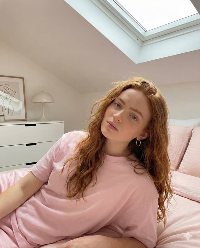 Bold Pink Statement Fashion Editorial Portrait (Sadie Sink) — output