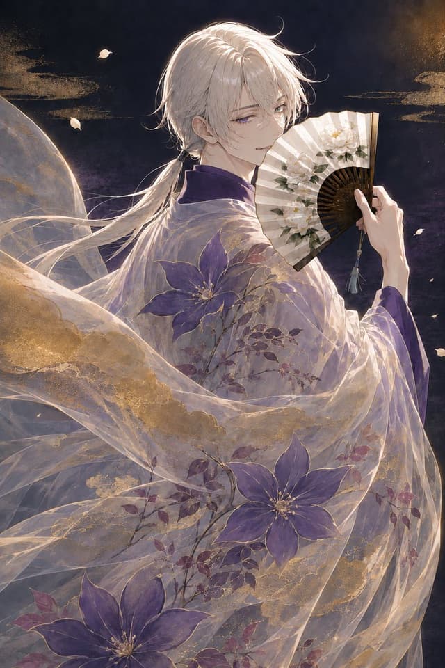 Profile / Avatar - Moonlit Floral Kimono Nobleman — output