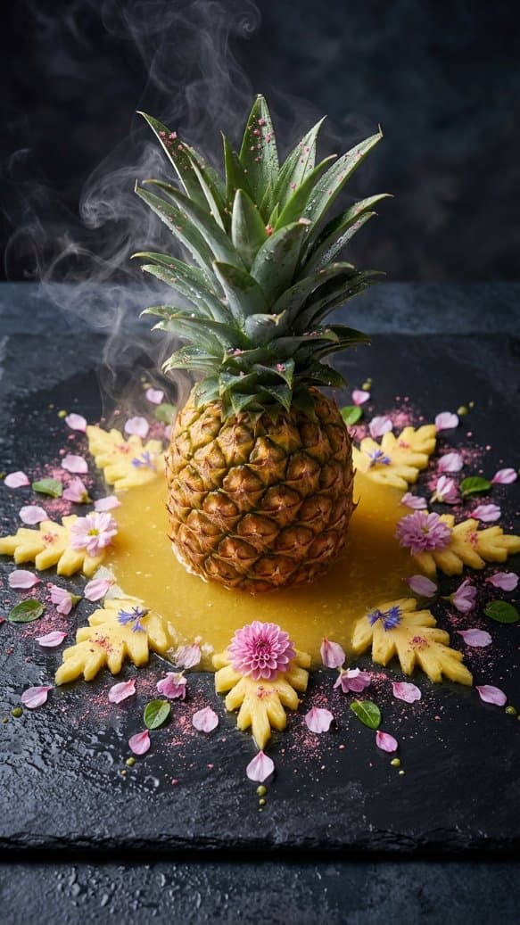 E-commerce Main Image - Hyper-realistic Macro Photo of Pineapple in Juice — output