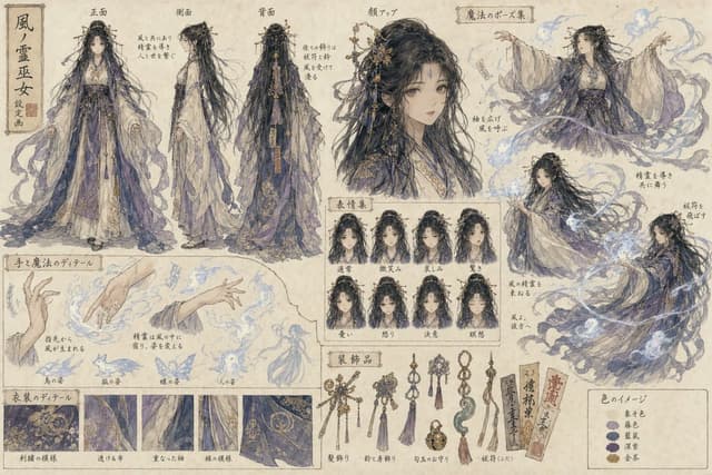 Comic / Storyboard - Japanese Fantasy Girl Character Sheet — output