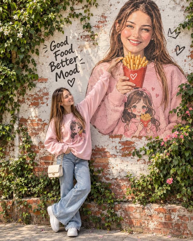 Product Marketing - Hyper-Realistic Street Fashion Portrait with Mural Interaction — output