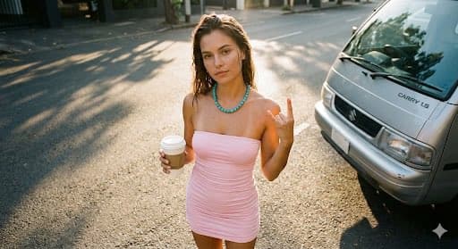 Urban Summer Portrait with Rock-On Sign — output