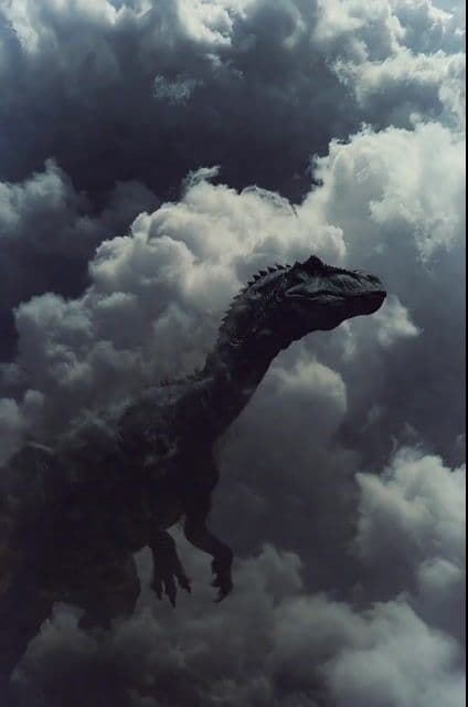 Cinematic Dinosaur in Ashy Clouds — cover