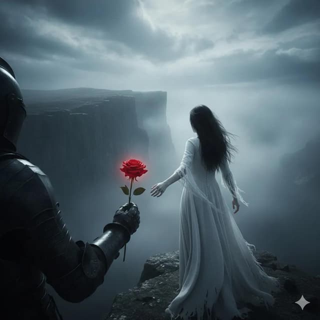Comic / Storyboard - Haunting Cinematic Cliff Scene with Red Rose — output