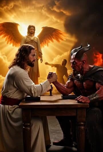 Jesus vs. Devil Arm Wrestling Video Prompt — cover