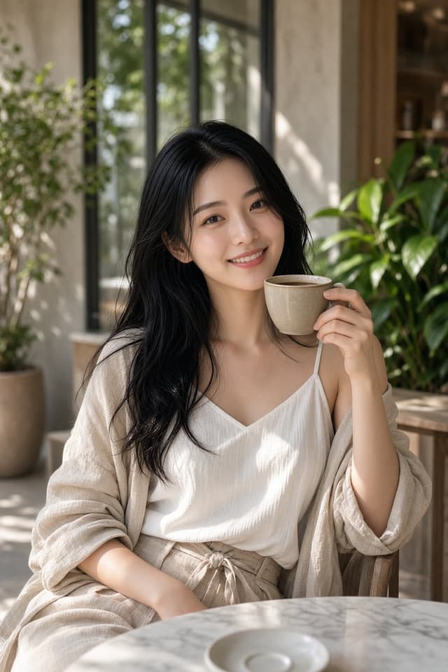 Profile / Avatar - Sunlit Cafe Coffee Portrait — output