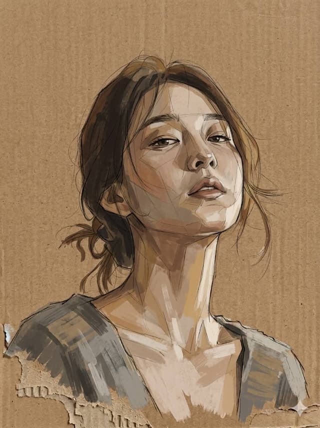 Profile / Avatar - Cardboard Mixed Media Portrait — output