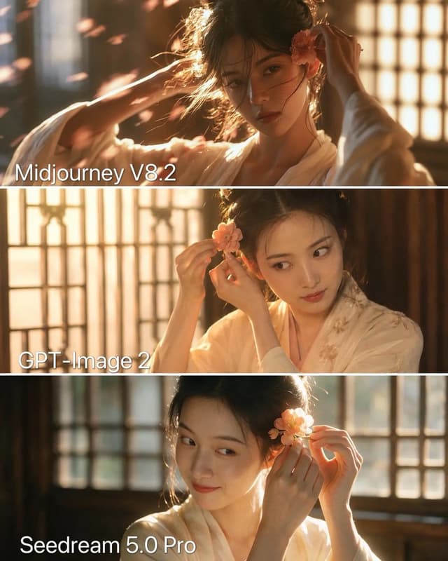 Comic / Storyboard - Three-Panel Chinese Aesthetic Model Comparison — output