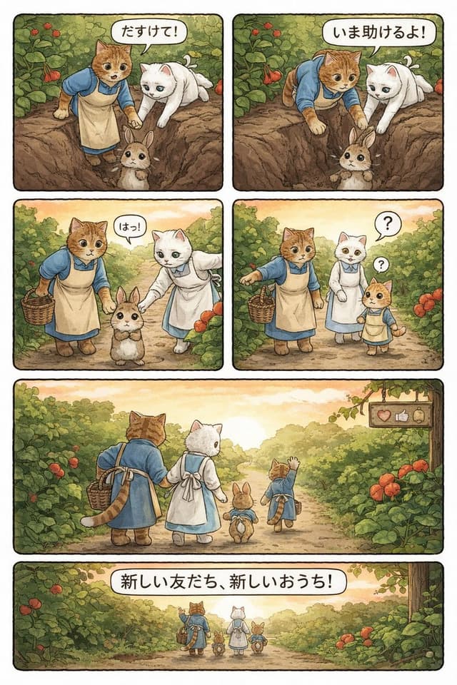 Comic / Storyboard - Converting Video to 4-Panel Manga — output