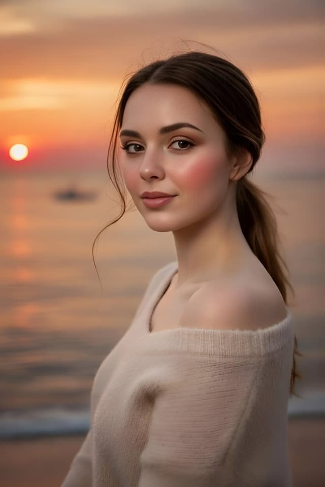 Identity-Locked Golden Hour Beach Portrait — output