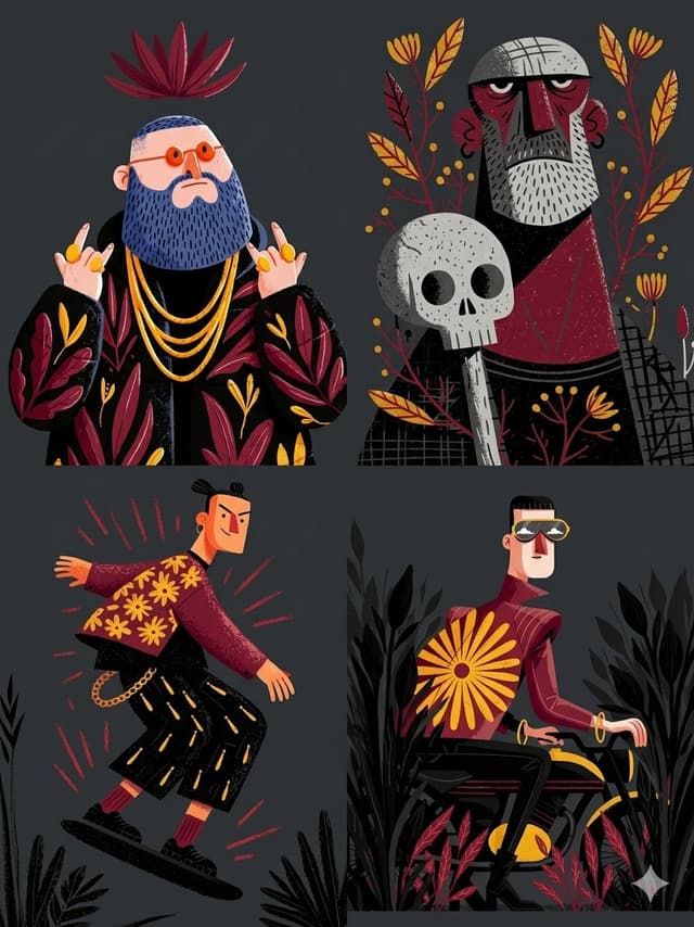 Comic / Storyboard - Risograph Folk Art Illustration — output