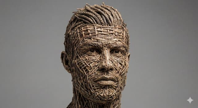 Woven Wooden Twig Portrait with Identity Lock — output