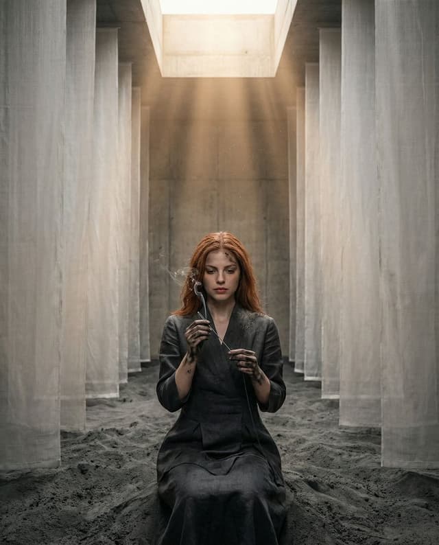 The Symmetrical Ash Ritual: Hyper-Realistic Brutalist Portrait — output
