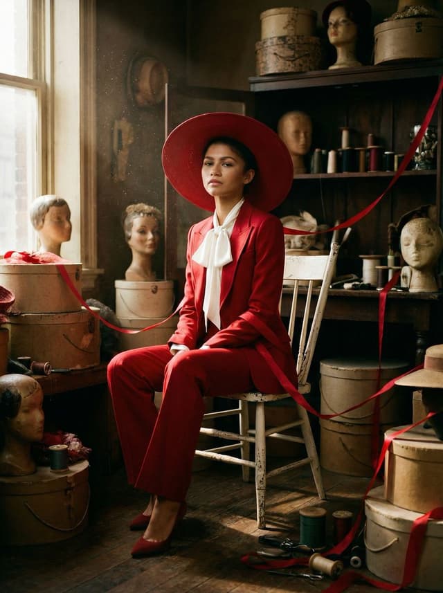 Product Marketing - Zendaya Crimson Archive Fashion Editorial Prompt — output