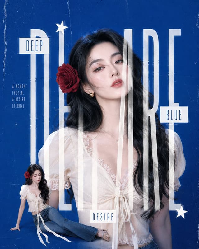 Product Marketing - Deep Blue Desire Fashion Poster — output