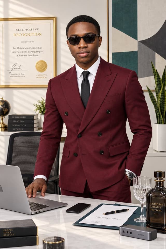 Social Media Post - Burgundy Suit Executive Portrait — output