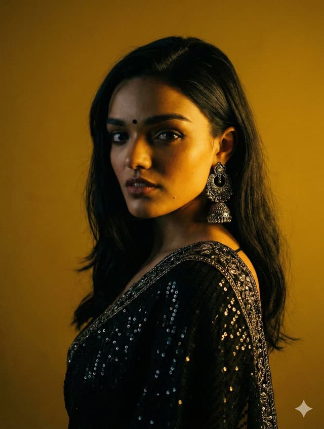 Cinematic Chiaroscuro Portrait in Saree — output