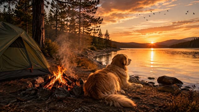 Social Media Post - Golden Retriever Mountain Sunset Photography — output