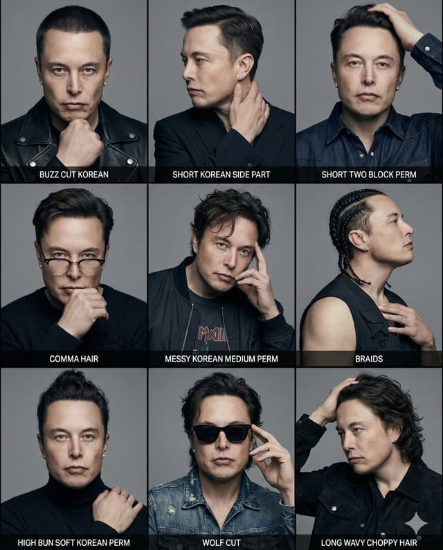 Poster / Flyer - Elon Musk K-Pop Bad Boy Hairstyle Reference Poster — output