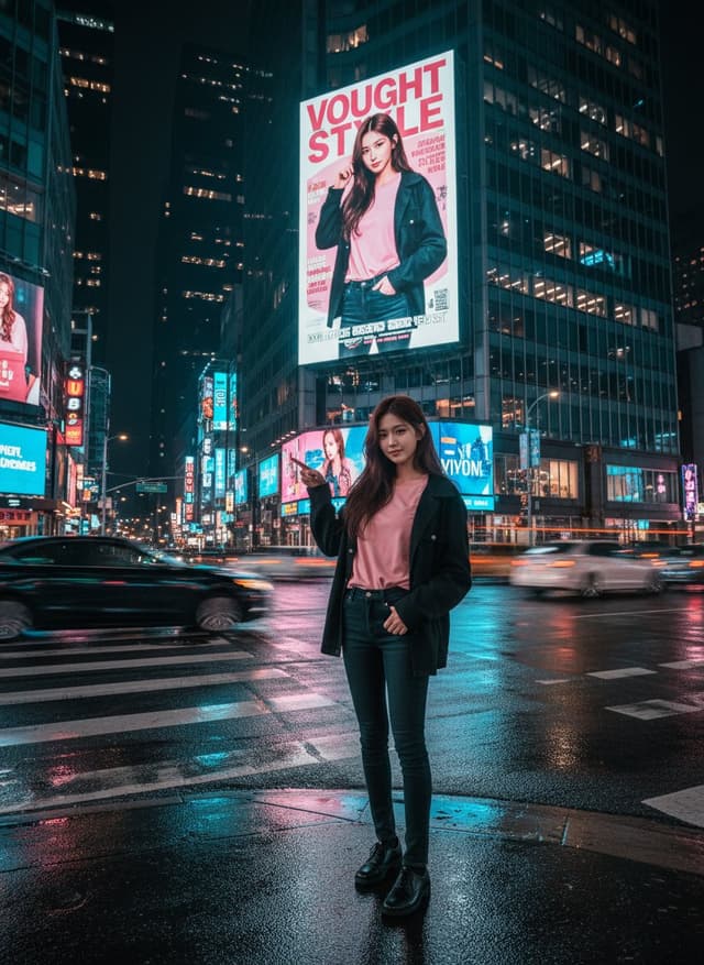 Product Marketing - Cinematic Urban Night Billboard Portrait — output