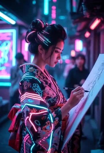 Cyberpunk Kimono Drawing Animation — cover