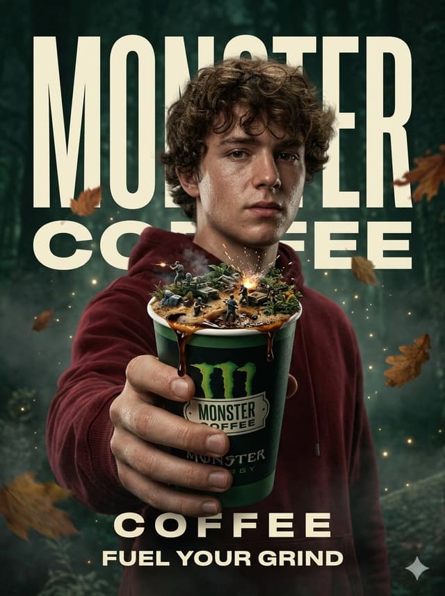 Product Marketing - Surreal Monster Energy Coffee Advertisement — output