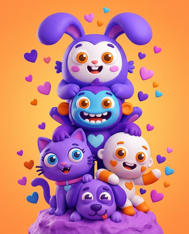 Comic / Storyboard - Vibrant 3D Cartoon Characters Stack — output