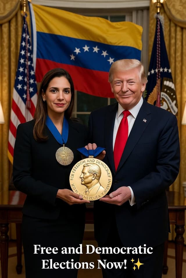 Historic Meeting: Machado and Trump with Nobel Medal — output