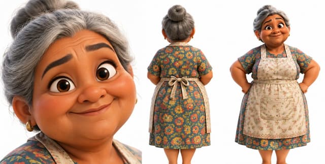 Game Asset - Pixar-Style Elderly Woman Character Sheet — output