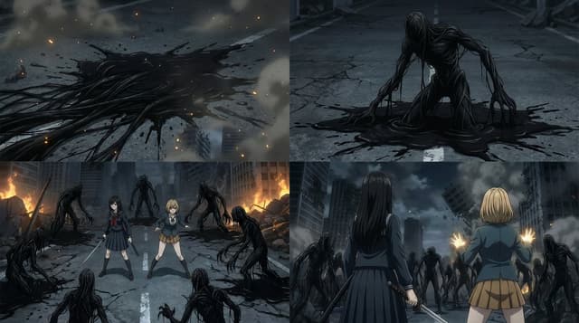 Comic / Storyboard - 2000s OVA Style High School Girl Monster Hunt — output