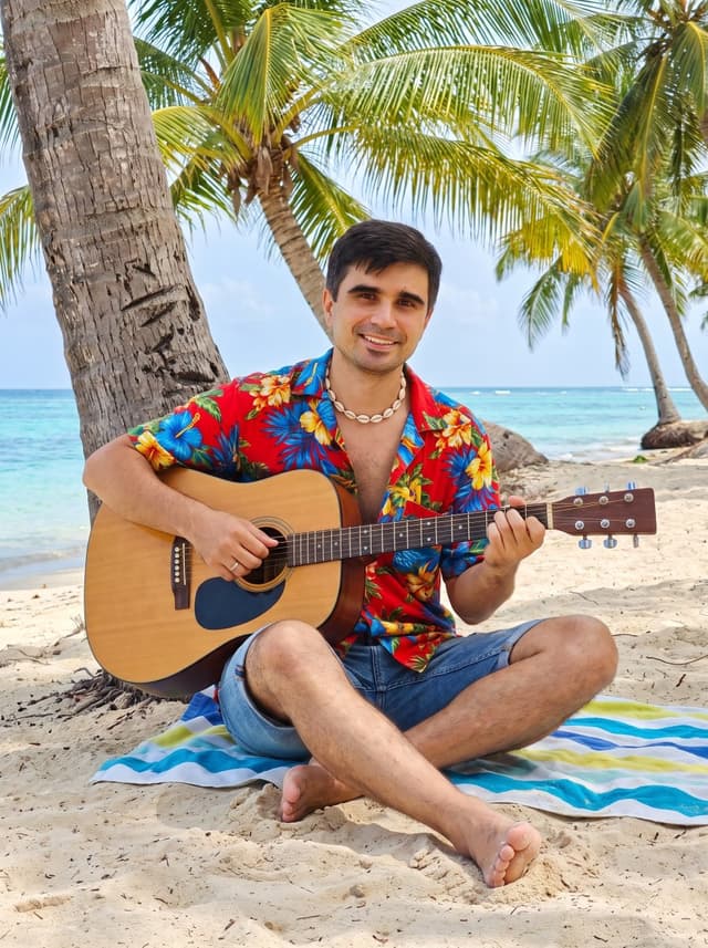 Profile / Avatar - Summer Beach Guitarist Portrait — output