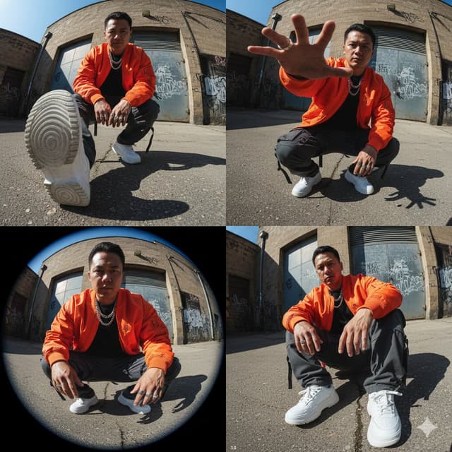 High-Fashion Streetwear Editorial (Multi-Panel, Identity Lock) — output