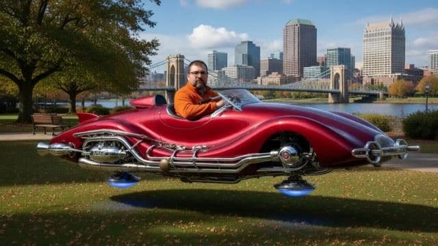 Cincinnati Park Scene with Hovering Car — cover