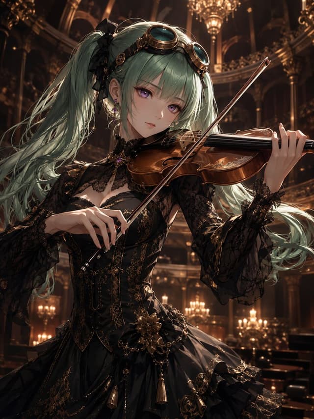 Social Media Post - Steampunk Anime Violinist — output