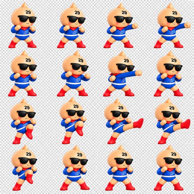 Game Asset - Chibi Mascot Fighting Sprite Sheet — output